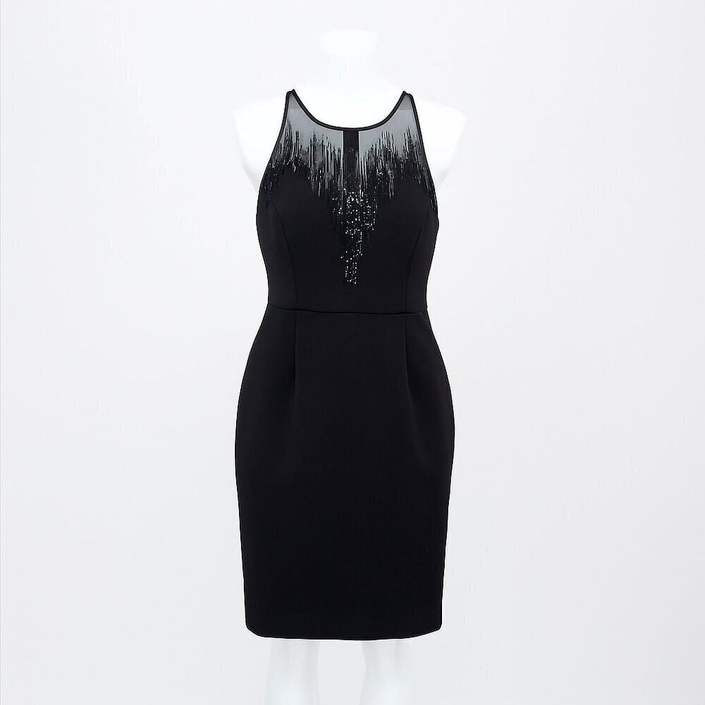 Sachin & Babi "Celeste" Sequin Cocktail Evening Sheath Dress Black Size 2